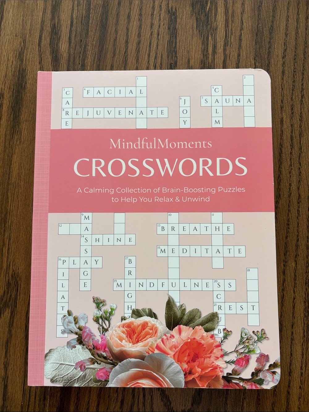 Mindful Moments Crosswords – Pink Floral Puzzle Book - new